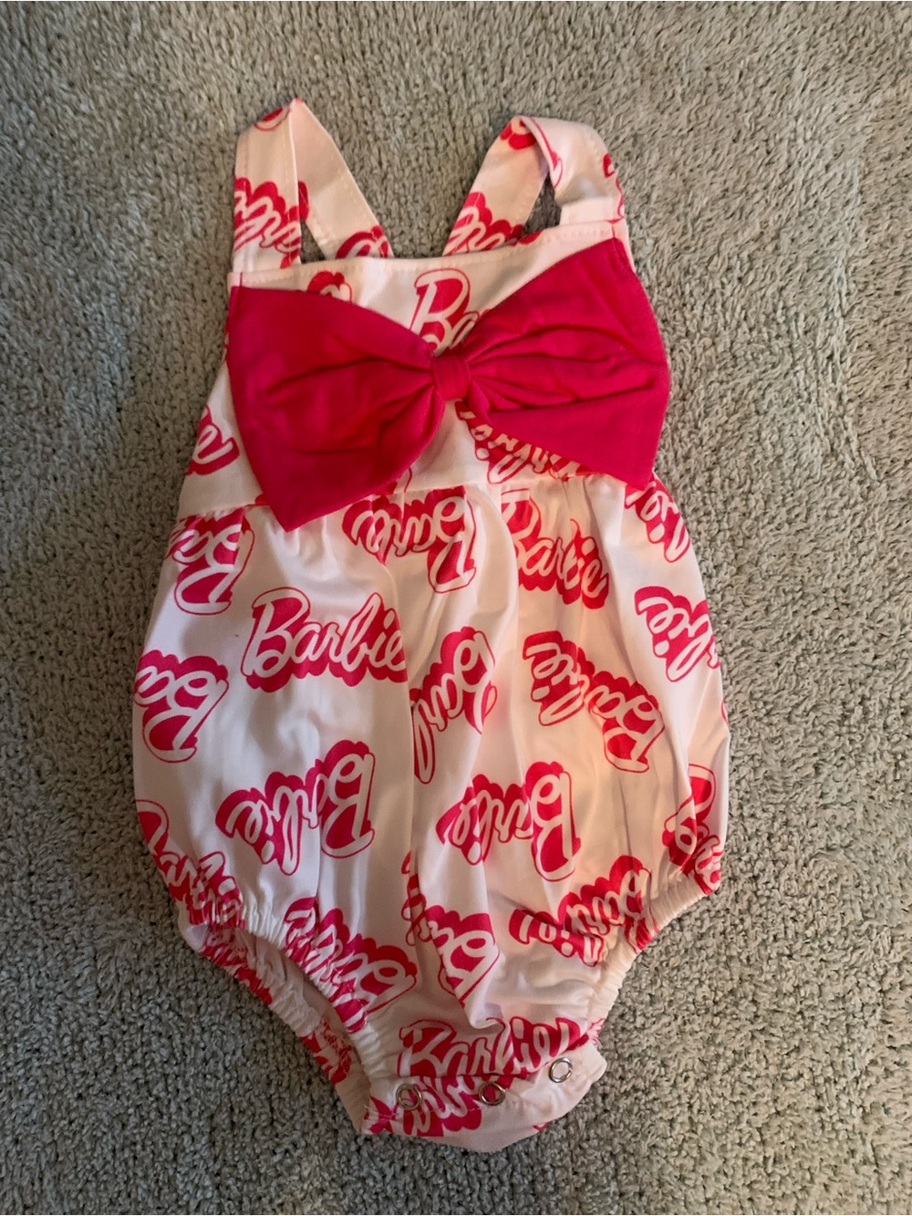 Barbie Pink and White Logo Infant Romper